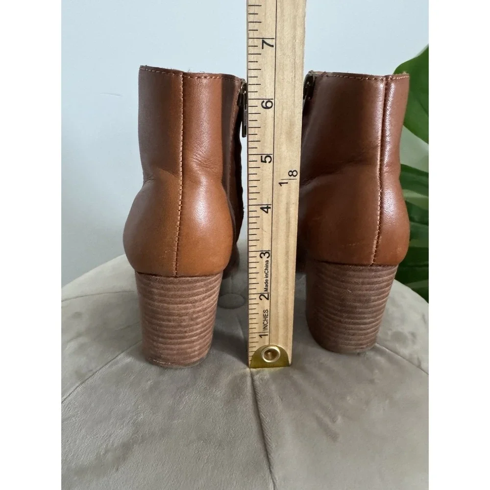 Madewell Womens Rosie Boots Size 8.5 Cognac Tan Leather Block Heel Ankle Booties